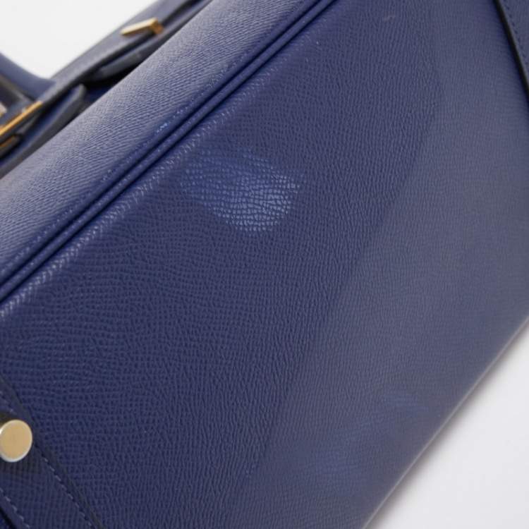 Pre Owned Hermes Blue Saphir Epsom Leather Gold Finish Birkin 30 Bag