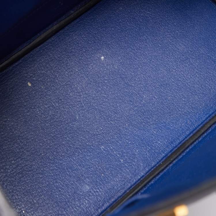 Pre Owned Hermes Blue Saphir Epsom Leather Gold Finish Birkin 30 Bag