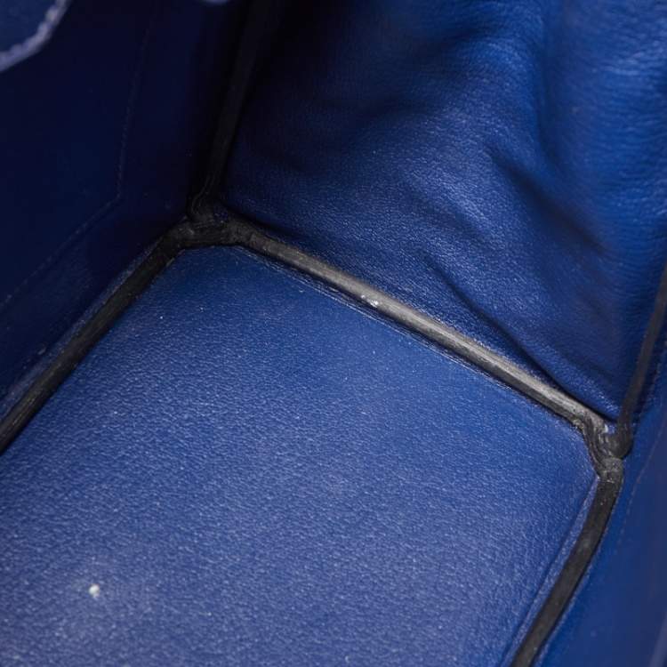 Pre Owned Hermes Blue Saphir Epsom Leather Gold Finish Birkin 30 Bag