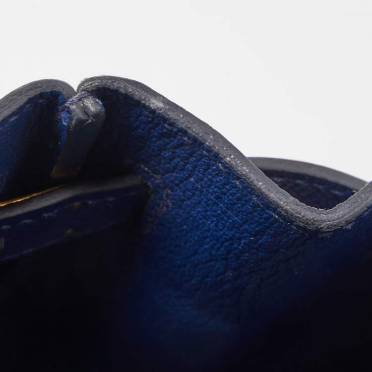 Pre Owned Hermes Blue Saphir Epsom Leather Gold Finish Birkin 30 Bag