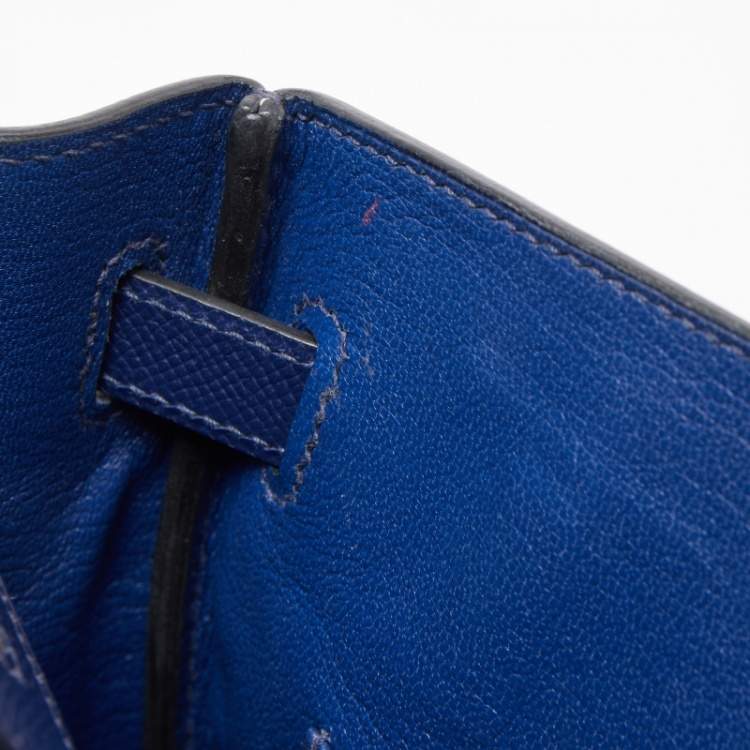 Pre Owned Hermes Blue Saphir Epsom Leather Gold Finish Birkin 30 Bag