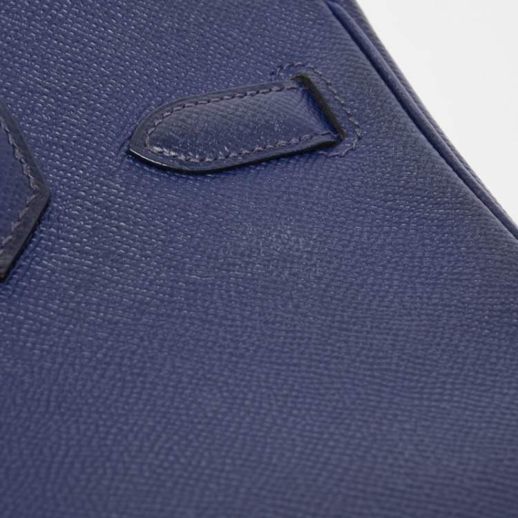 Pre Owned Hermes Blue Saphir Epsom Leather Gold Finish Birkin 30 Bag