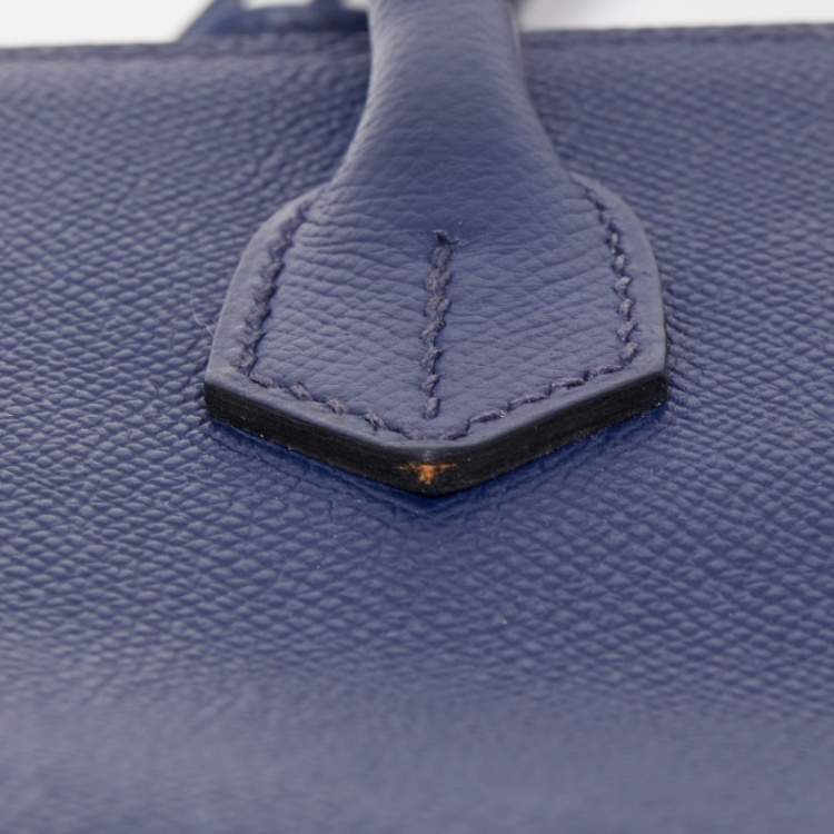 Pre Owned Hermes Blue Saphir Epsom Leather Gold Finish Birkin 30 Bag