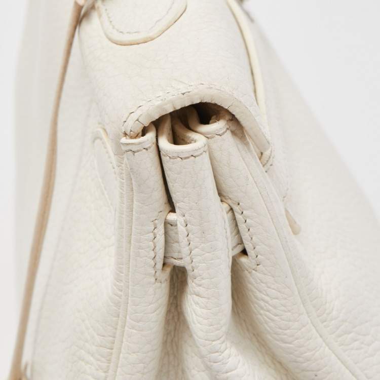 Pre Owned Hermès Blanc  Taurillon Clemence Leather Palladium Finish Kelly Retourne 35 Bag