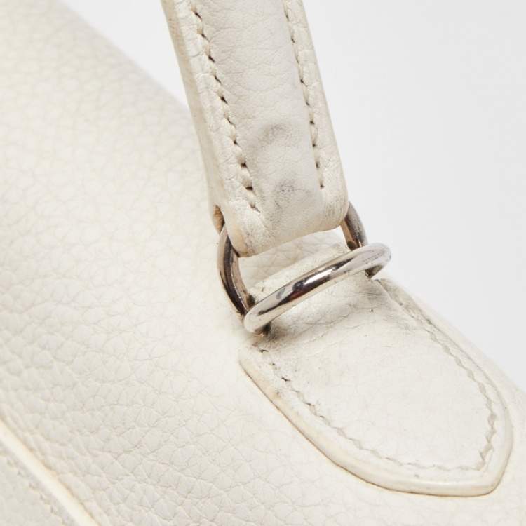 Pre Owned Hermès Blanc  Taurillon Clemence Leather Palladium Finish Kelly Retourne 35 Bag