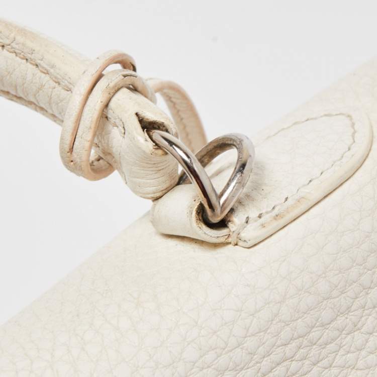 Pre Owned Hermès Blanc  Taurillon Clemence Leather Palladium Finish Kelly Retourne 35 Bag
