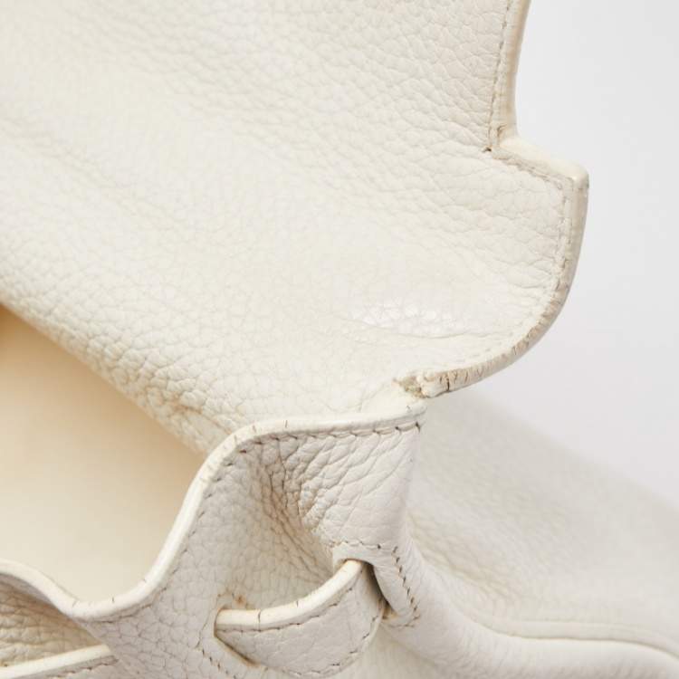 Pre Owned Hermès Blanc  Taurillon Clemence Leather Palladium Finish Kelly Retourne 35 Bag