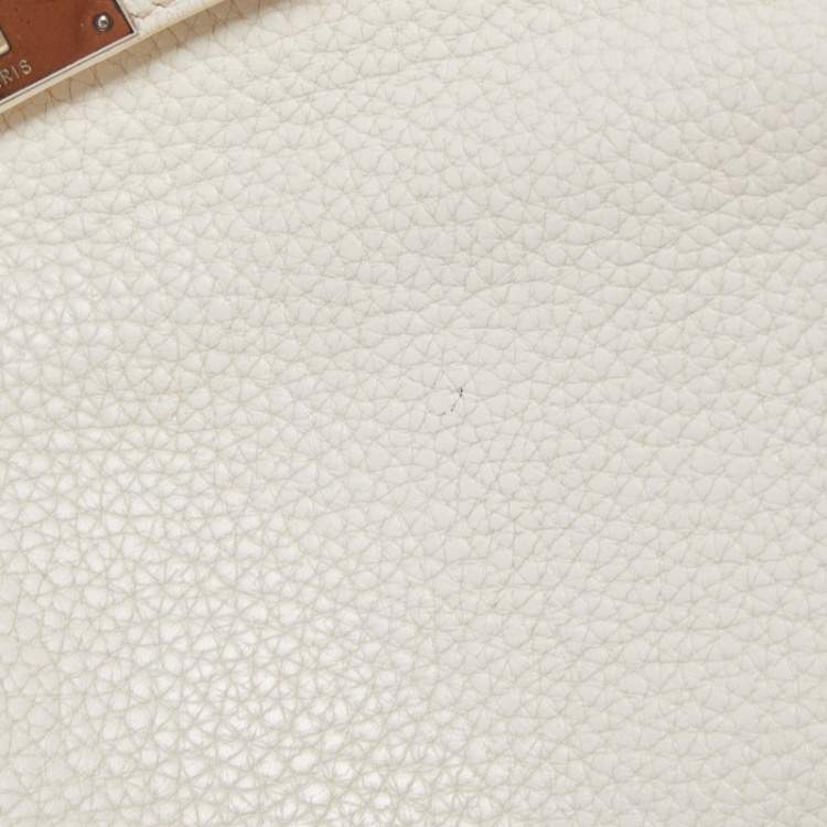 Pre Owned Hermès Blanc  Taurillon Clemence Leather Palladium Finish Kelly Retourne 35 Bag