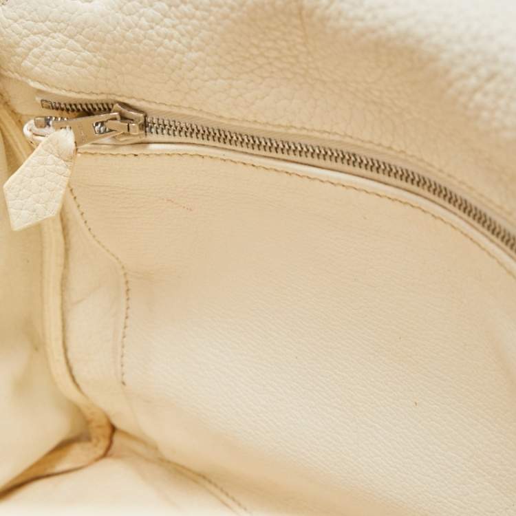 Pre Owned Hermès Blanc  Taurillon Clemence Leather Palladium Finish Kelly Retourne 35 Bag
