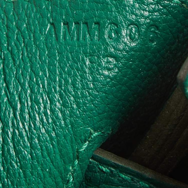 Pre Owned Hermes Malachite Togo Leather Gold Finish Birkin 30 Bag