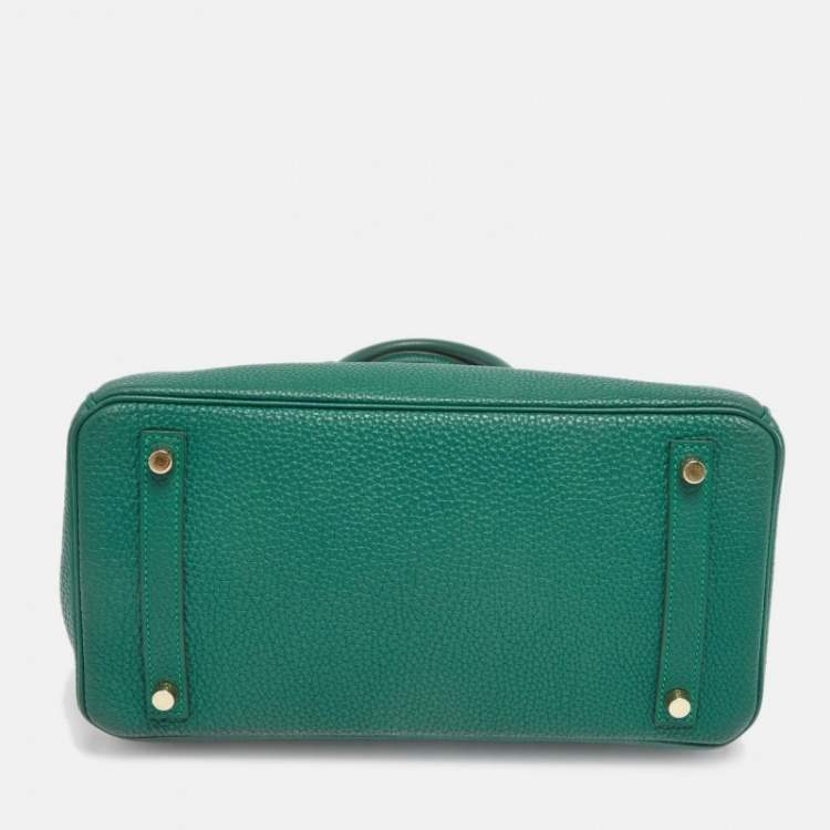 Pre Owned Hermes Malachite Togo Leather Gold Finish Birkin 30 Bag
