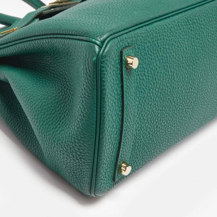 Pre Owned Hermes Malachite Togo Leather Gold Finish Birkin 30 Bag