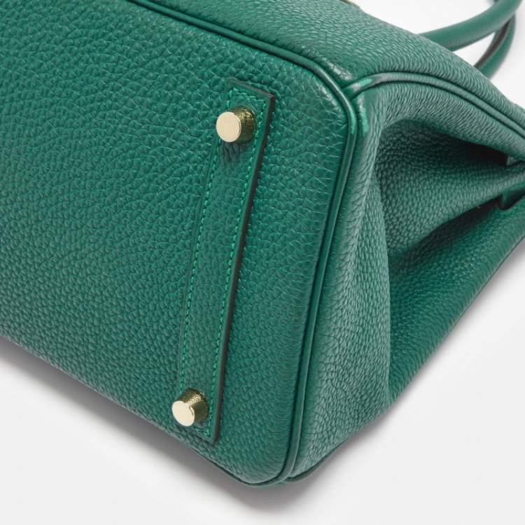 Pre Owned Hermes Malachite Togo Leather Gold Finish Birkin 30 Bag