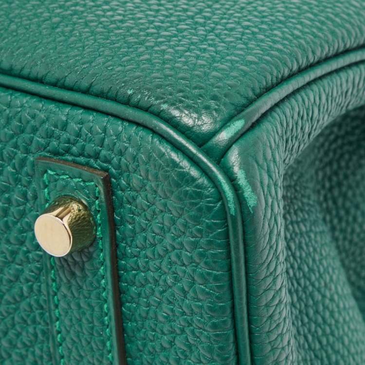 Pre Owned Hermes Malachite Togo Leather Gold Finish Birkin 30 Bag