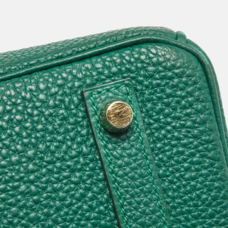 Pre Owned Hermes Malachite Togo Leather Gold Finish Birkin 30 Bag