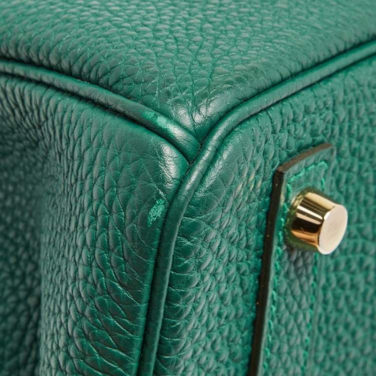 Pre Owned Hermes Malachite Togo Leather Gold Finish Birkin 30 Bag