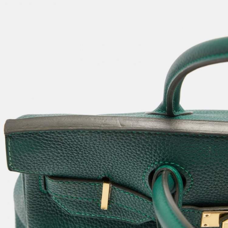 Pre Owned Hermes Malachite Togo Leather Gold Finish Birkin 30 Bag