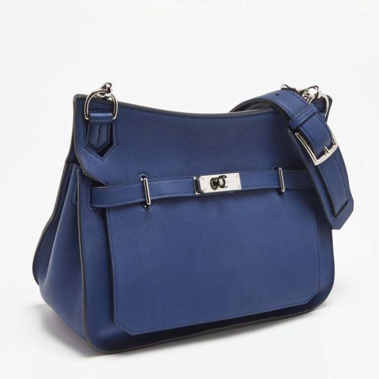 Hermes Jypsiere Mini Bag In Blue With Palladium Hardware at