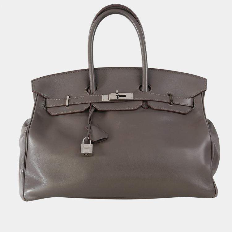 Hermes Grey Swift Leather Palladium Hardware Birkin 35 Bag Hermes