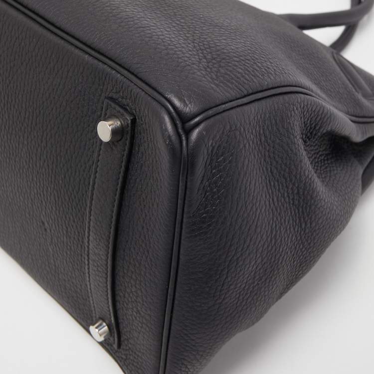 Pre Owned Hermes Black Togo Leather Palladium Finish Birkin 35 Bag