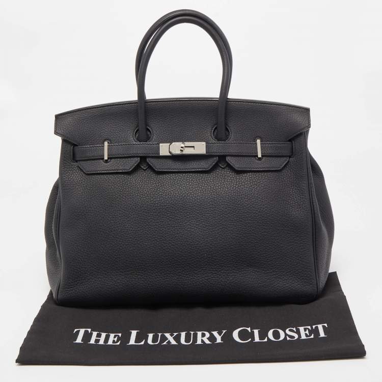 Pre Owned Hermes Black Togo Leather Palladium Finish Birkin 35 Bag