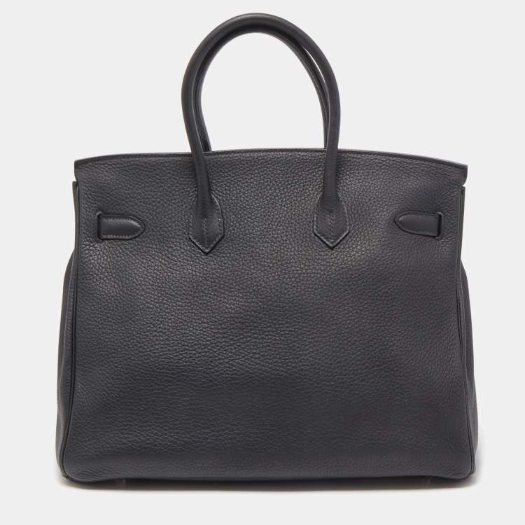 Pre Owned Hermes Black Togo Leather Palladium Finish Birkin 35 Bag