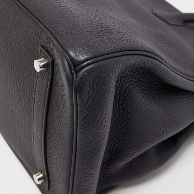 Pre Owned Hermes Black Togo Leather Palladium Finish Birkin 35 Bag