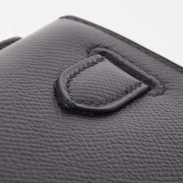 Pre Owned Hermes Black Epsom Leather Palladium Finish Kelly Sellier 28 Bag