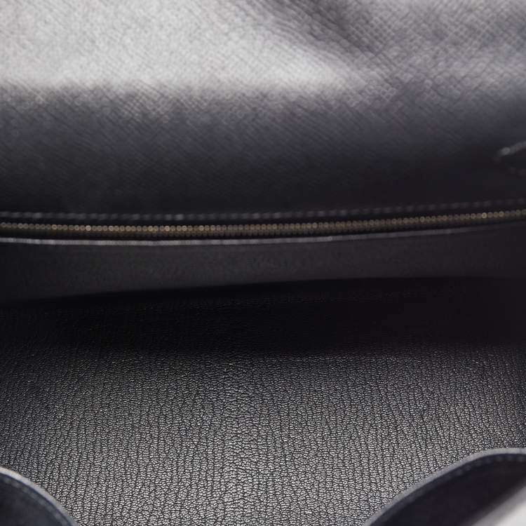 Pre Owned Hermes Black Epsom Leather Palladium Finish Kelly Sellier 28 Bag
