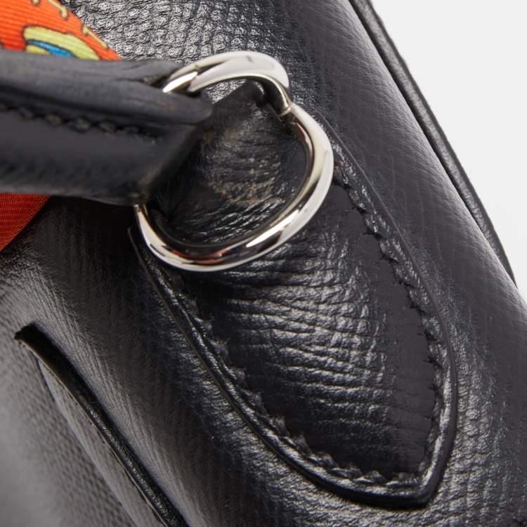 Pre Owned Hermes Black Epsom Leather Palladium Finish Kelly Sellier 28 Bag
