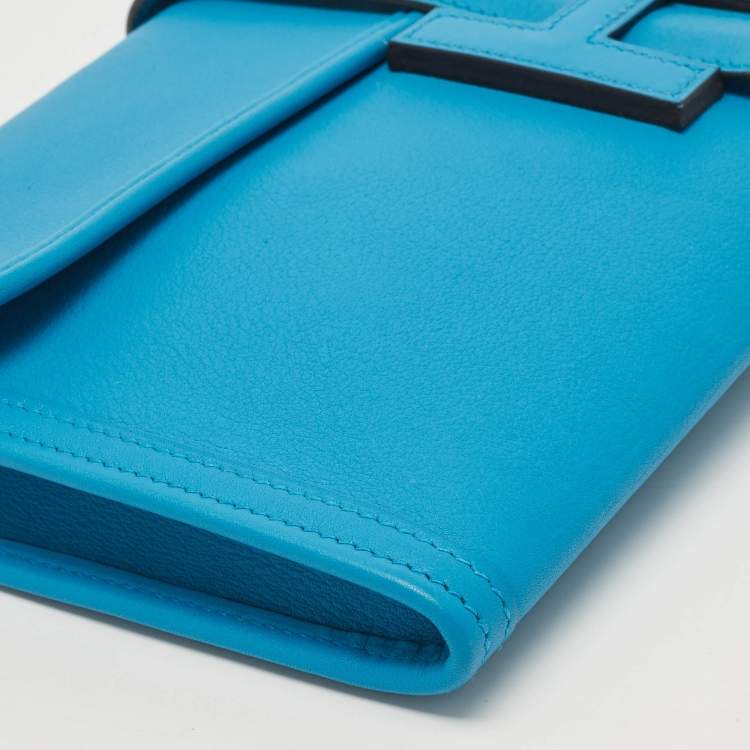 Pre Owned Hermes Blue Zanzibar Swift Leather Elan Jige 29 Clutch