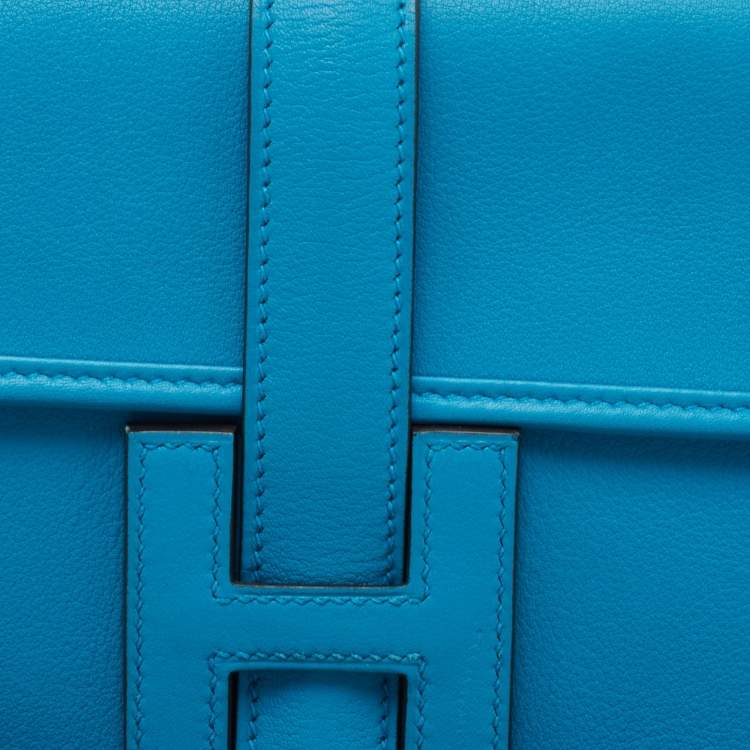 Pre Owned Hermes Blue Zanzibar Swift Leather Elan Jige 29 Clutch