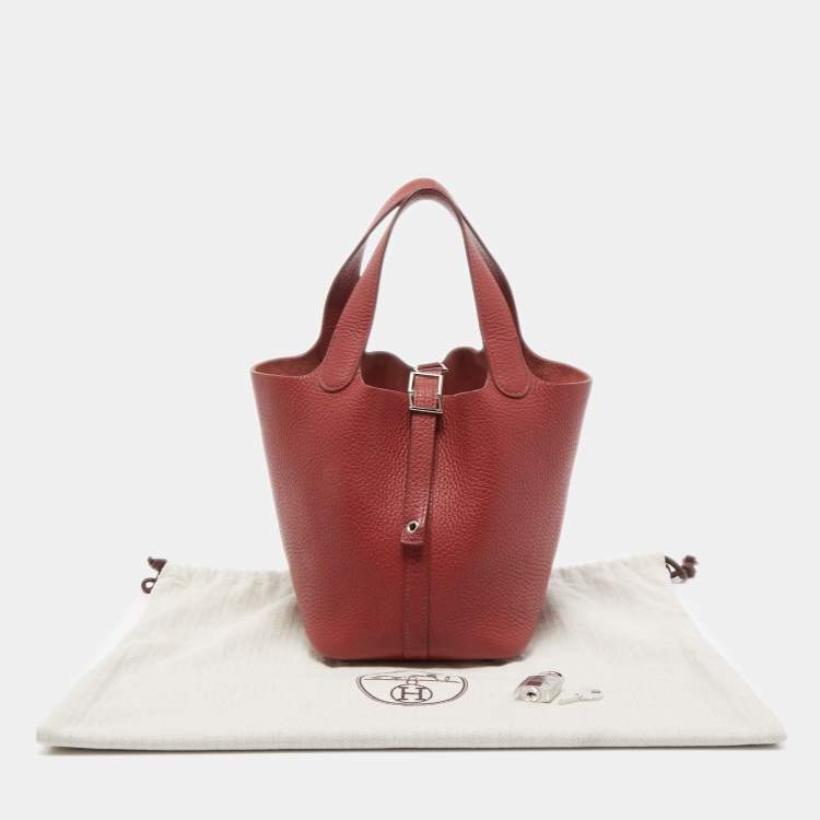 Pre Owned Hermes Rouge Garance Leather Picotin Lock 18 Bag