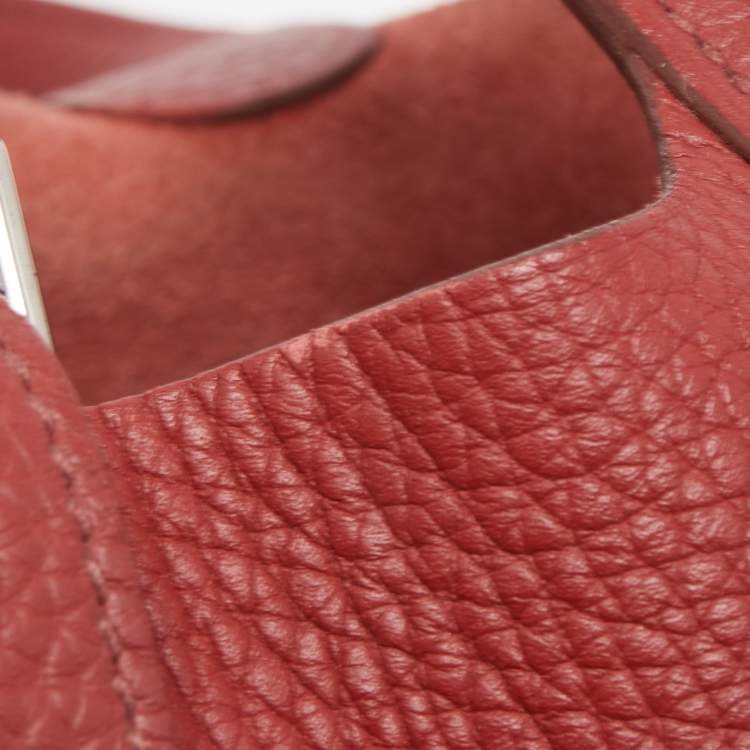Pre Owned Hermes Rouge Garance Leather Picotin Lock 18 Bag