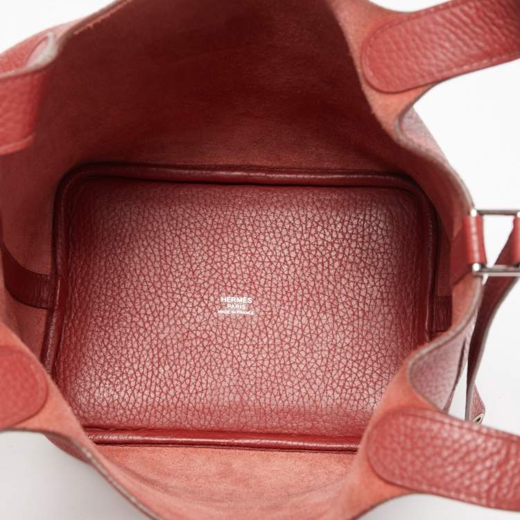 Pre Owned Hermes Rouge Garance Leather Picotin Lock 18 Bag