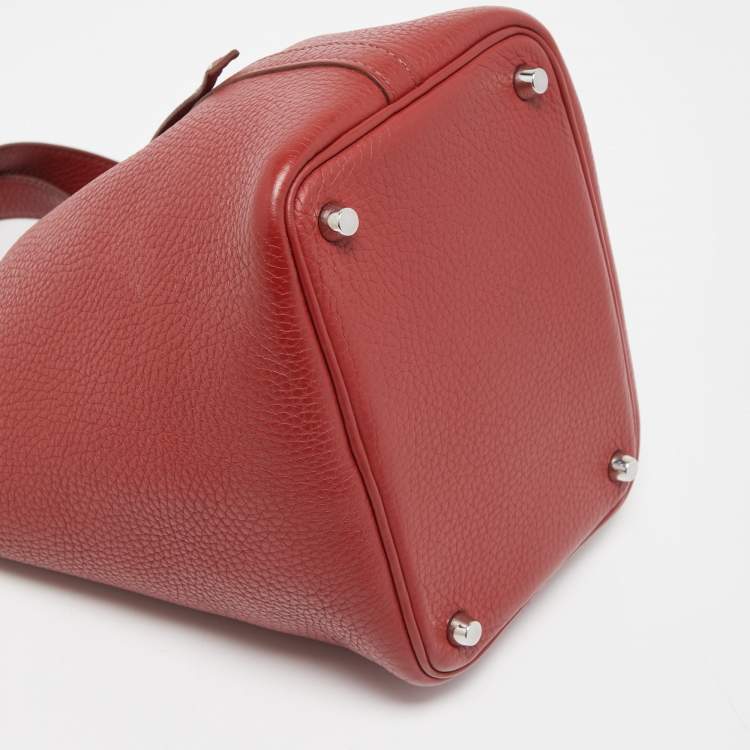 Pre Owned Hermes Rouge Garance Leather Picotin Lock 18 Bag