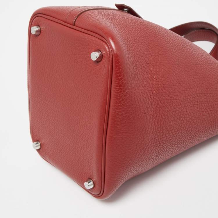 Pre Owned Hermes Rouge Garance Leather Picotin Lock 18 Bag