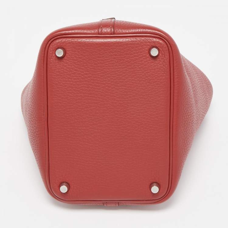 Pre Owned Hermes Rouge Garance Leather Picotin Lock 18 Bag