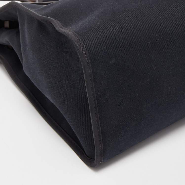 Pre Owned Hermes Ebene/Black Canvas and Leather Herbag Zip 39 Bag