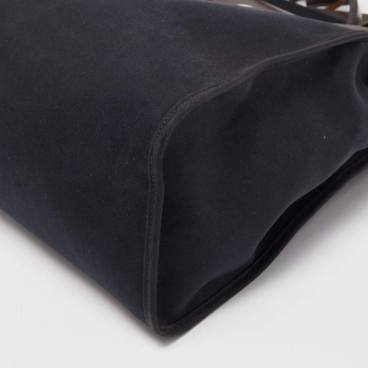 Pre Owned Hermes Ebene/Black Canvas and Leather Herbag Zip 39 Bag