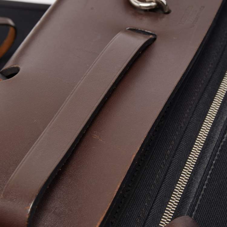 Pre Owned Hermes Ebene/Black Canvas and Leather Herbag Zip 39 Bag