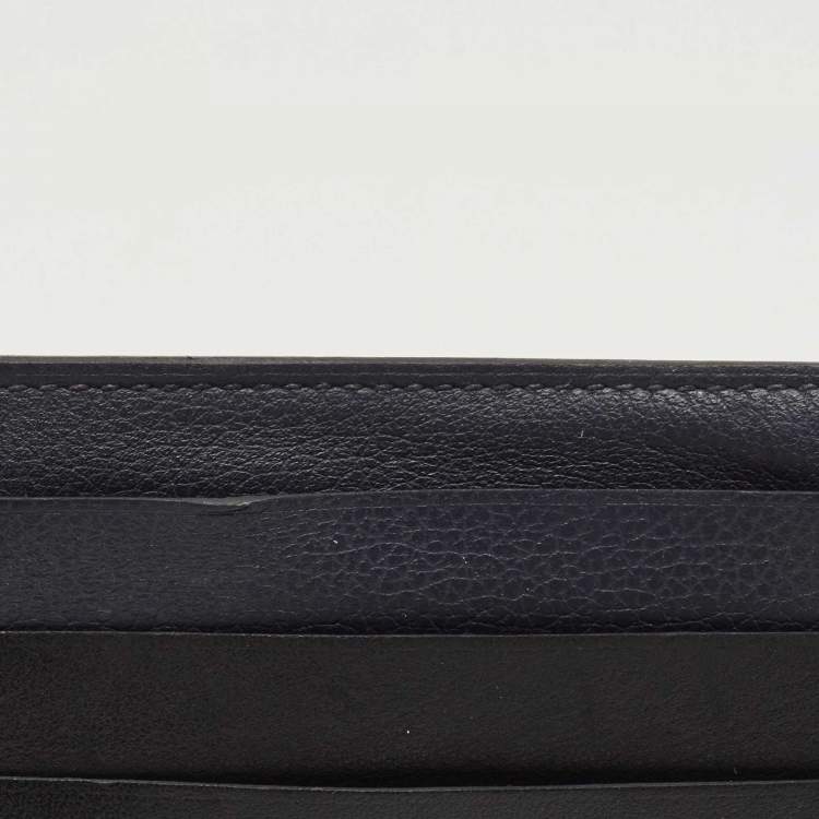 Pre Owned Hermes  Black/Bleu Nuit/Rouge Sellier Evergrain and Evercolor Leather City 8CC Card Holder