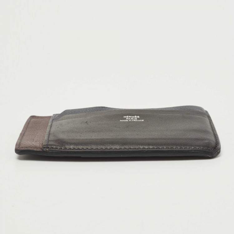 Pre Owned Hermes  Black/Bleu Nuit/Rouge Sellier Evergrain and Evercolor Leather City 8CC Card Holder