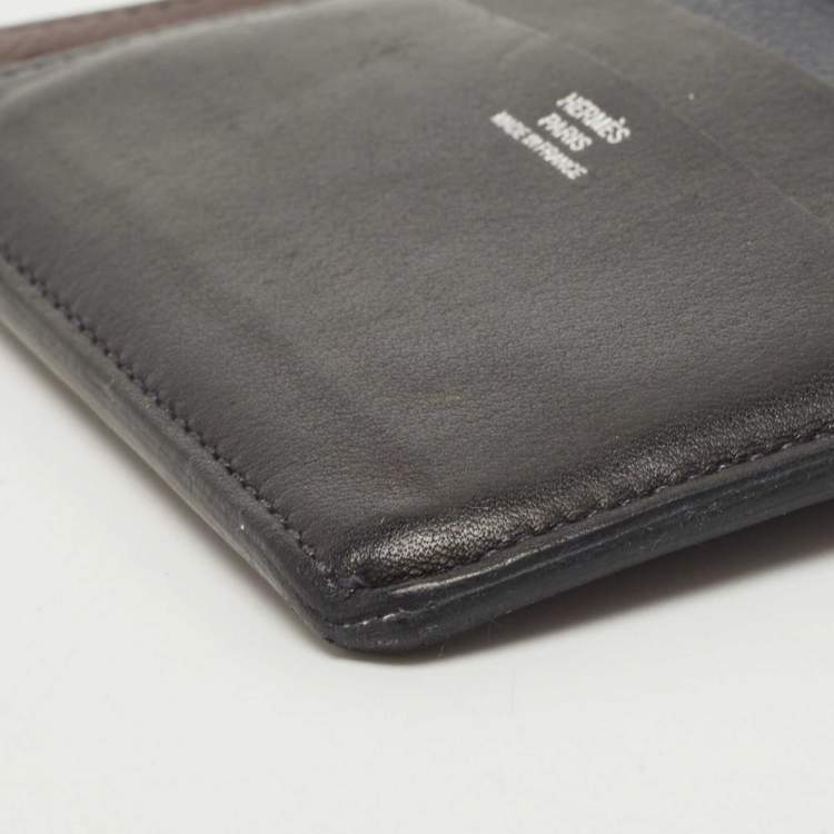 Pre Owned Hermes  Black/Bleu Nuit/Rouge Sellier Evergrain and Evercolor Leather City 8CC Card Holder