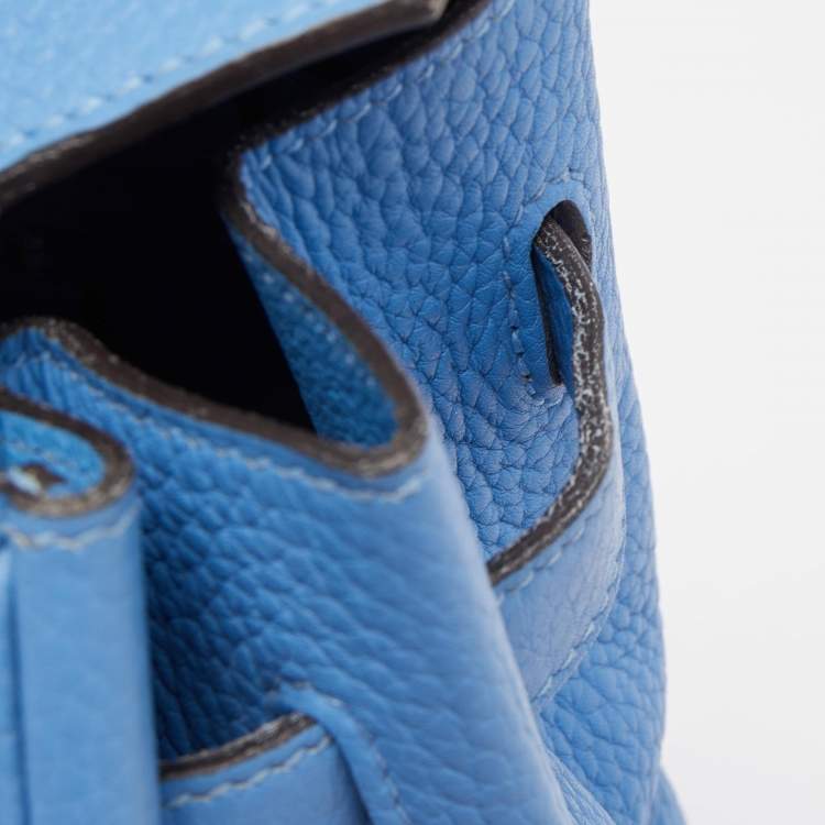 Pre Owned Hermès Bleu Paradis Clemence Leather Gold Finish Birkin 35 Bag