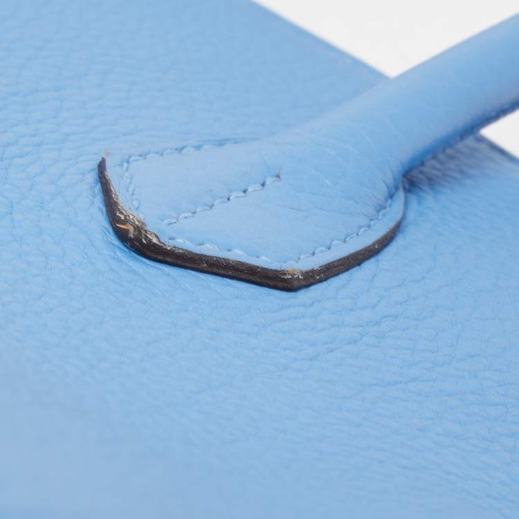 Pre Owned Hermès Bleu Paradis Clemence Leather Gold Finish Birkin 35 Bag