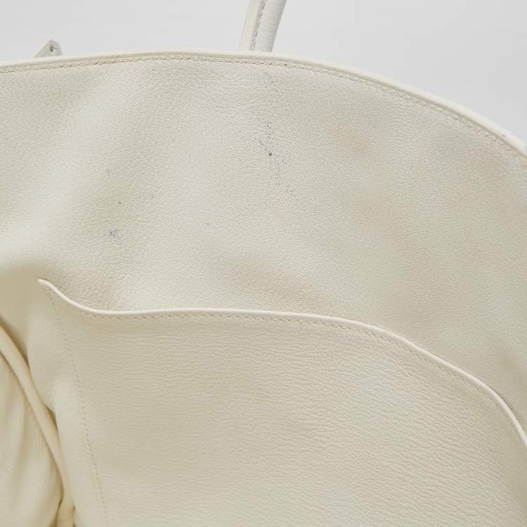 Pre Owned Hermes Blanc Togo Leather Palladium Finish Birkin 40 Bag