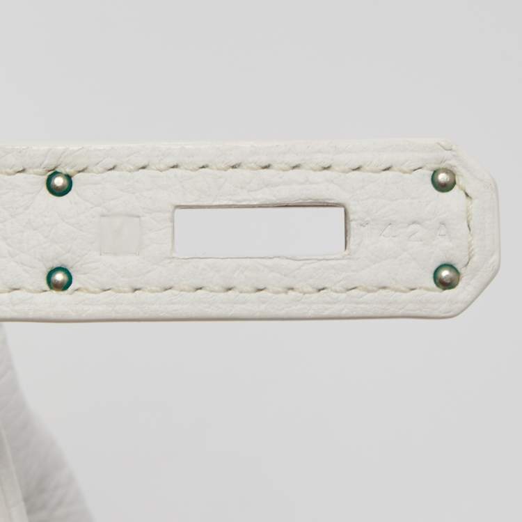 Pre Owned Hermes Blanc Togo Leather Palladium Finish Birkin 40 Bag