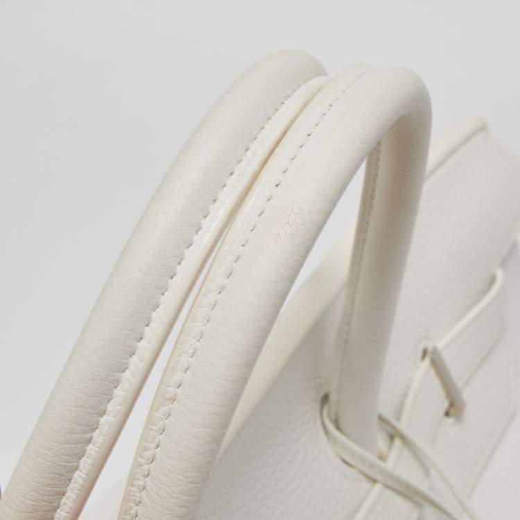 Pre Owned Hermes Blanc Togo Leather Palladium Finish Birkin 40 Bag