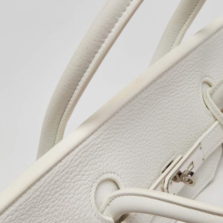 Pre Owned Hermes Blanc Togo Leather Palladium Finish Birkin 40 Bag
